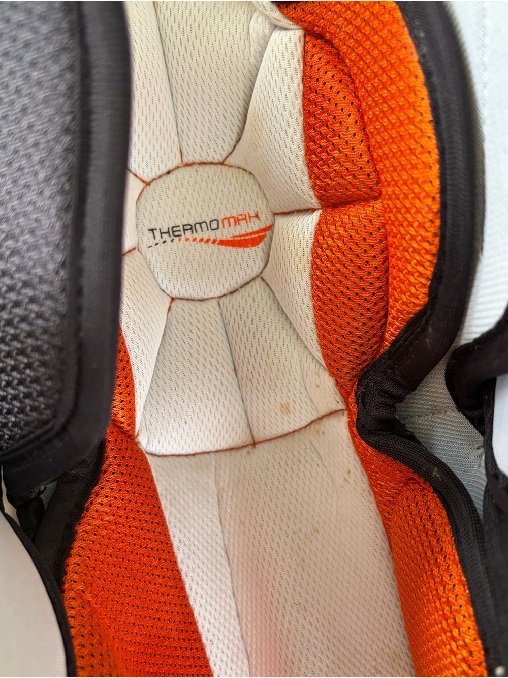 Bauer Supreme One60 Hockey Shin Guards Senior 15" protective Gear White Orange - Picture 8 of 13